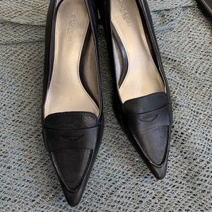 Coach black leather kitten heel shoes